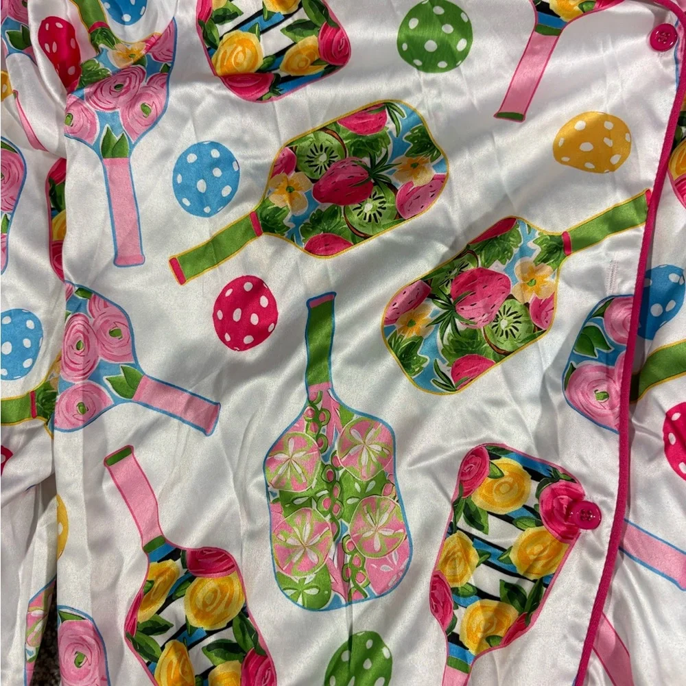 Vibrant Multicolor Women's Pickleball Pajama Set - Picture 4 of 5